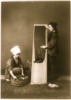 Two women washing and ironing, Japan