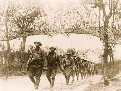 U.S. Army African American unit, marching  in World War I 1918