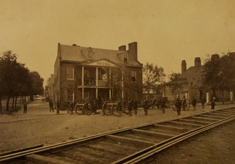 Hotel entrance to Long Bridge, Washington, D.C. 1863