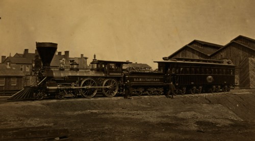 Engine W. H. Whiton, and President's car, Alexandria, January,1865 1865