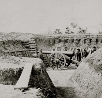 View in Water Battery, James River, Va.--Ready to fire 1865