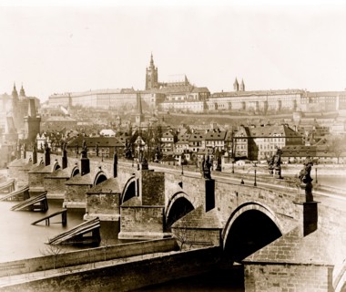 Prague. Old bridge over the Moldau 1870