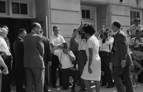 Vivian Malone entering Foster Auditorium to register for classes at the University of Alabama