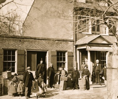 Washington, D.C. Group before office of U.S. Christian Commission, 8th and H Sts. NW 1865