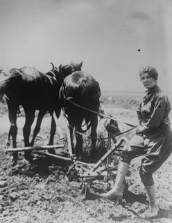 Woman's Land Army, Plowing a Field 1917