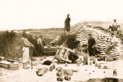 Yorktown, Virginia. Exploded gun in Confederate battery 1863