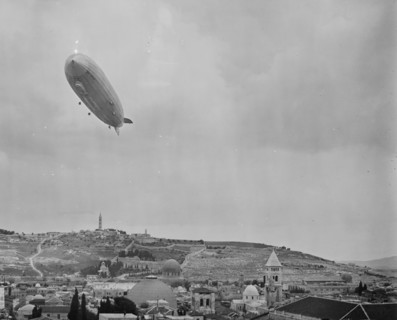 Zeppelin [i.e., Graf Zeppelin] over Jerusalem. 1929