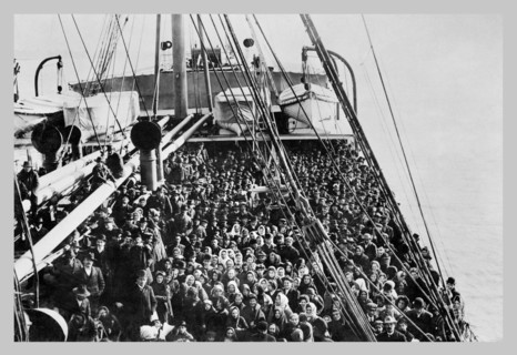 Crowd of Immigrants Standing on Deck 1900