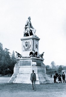 Man Standing in Front of Lincoln Statue, Philadelphia, PA