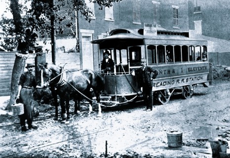 Three Men and Trolley, Philadelphia, PA