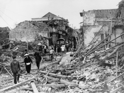 Kham thien street in central hanoi which was turned to rubble by an american bombing raid on december 27, 1972.