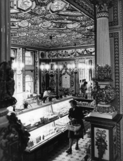 Famous interior decoration of dairy / dairy products store in bautzener strasse, dresden, east germany, gdr, 1983.
