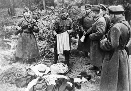 Soviet scouts laid an ambush of the outskirts of a village and caught a hungarian private named janus caluzi as he was leaving a house he had just ransacked.