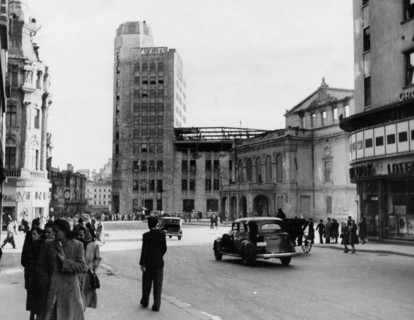 Victory boulevard, bucharest, romania, calea victoriei boulevard, 1950s.