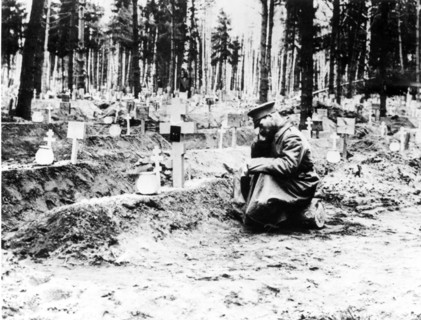A soldier sitting at a cemetery during world war i, the czarist government, believing the war would be short, had only 4 months of supplies on hand, in spring and summer of 1915 the russian army suffe...