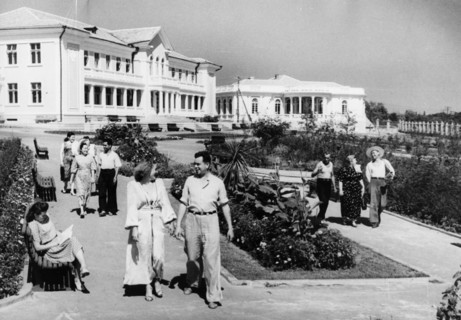 Soviet health spa, the primorye rest home for workers of heavy machine-building plants, located near odessa, in the ukraine, may 1951.