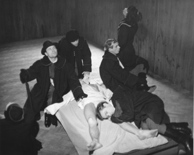 A performance of 'the constant prince' by julius slowacki by the polish laboratory theatre, directed by jerzy grotowski, theatre of thirteen rows, warsaw, poland, 1965.