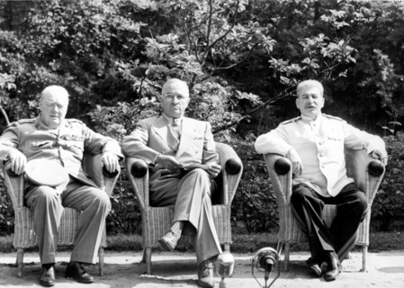 Stalin, truman and churchill in potsdam, germany, 1945.