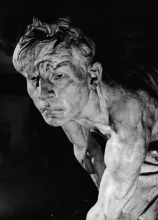 Detail of the sculpture 'cobblestone - weapon of the proletariat' by ivan shadr (ivanov), in plaster, 1927, at the tretyakov gallery.