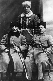 S, budenny, s, timoshenko, and k, voroshilov, a group portrait from 1919, at that time, voroshilov was a member of the military council of the first mounted army (cavalry), budenny was the commander o...