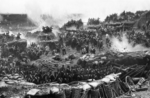 Crimean war (1853-1856), defense of sevastopol, a section of the panoramic painting.