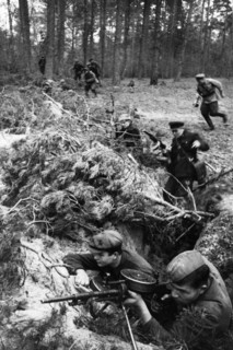 Partisans occupying a firing line in western byelorussia, january 1944, world war 2.