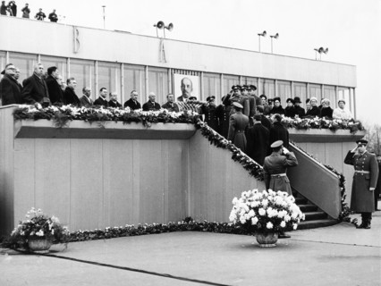 The crews of the soyuz 6, soyuz 7 and soyuz 8 space missions arrive at vnukovo airport in moscow on october 22, 1969, they reporting to the heads of the ussr government, leonid brezhnev is standing by...