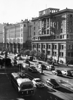 Gorky street in moscow, ussr, october 1955.