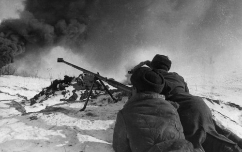 Red army anti-tank rifle men on the first baltic front, world war 2, april 1944.