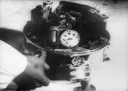 Instruments placed in the noseof sputnik 2 for the measurement of solar radiation in the hard spectrum, there were three photo-electric telescopes set at 120 degrees to each other so that one would be...