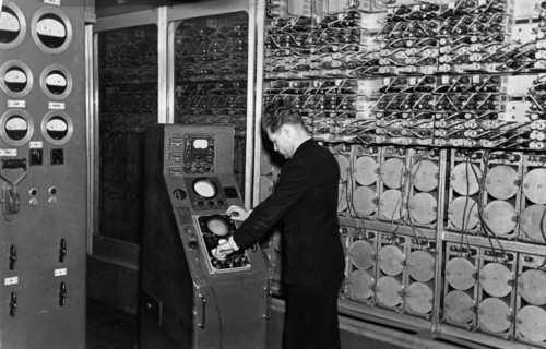The besm-1 computer designed by the institute of precision mechanics and computation techniques, the machine was used for the calculating the orbits of about 700 small planets of the solar system for ...