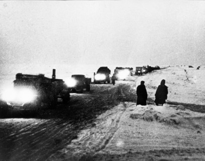 Food supply route to leningrad on lake ladoga during world war ll.