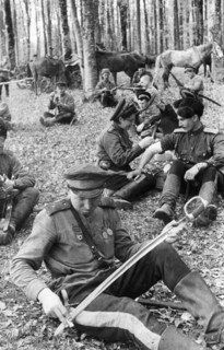 Don cossack guardsmen resting after a battle, second ukrainian front in the foothills of the carpathians, may 1944.