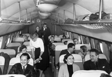 Aboard a tu-104 airliner during a trans-siberian flight, july 1956.