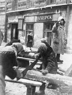 Siege of leningrad (sawing-wood for fuel).