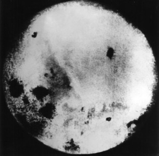 Photograph of the far side of the moon taken and transmitted back to earth by the soviet lunar probe, luna 3, 1959.