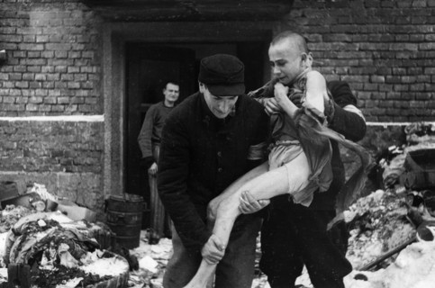 A 15 year old russian boy, ivan dudnik, who was brought to auschwitz from his home in the orel region by the nazis, being rescued, he has gone insane from witnessing the horrors of the camp, february ...