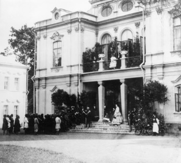 Abolition of serfdom, 1861, reading of tsar alexander the second's proclaimation to the serfs of the prozorov estate, moscow region, russia.