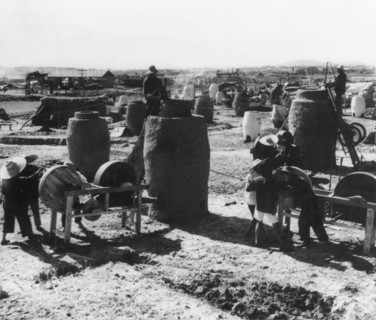 Small blast furnaces in hunan province, china, great leap forward, 1950s.
