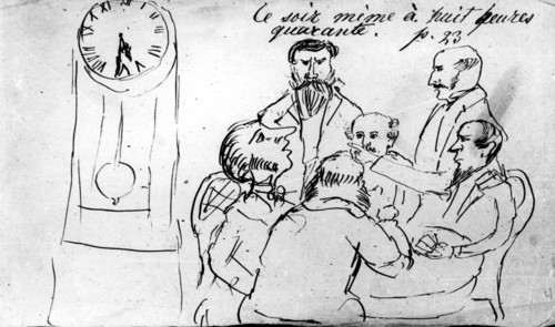 Russian author leo tolstoy's drawing for jules verne's 'around the world in 80 days' .