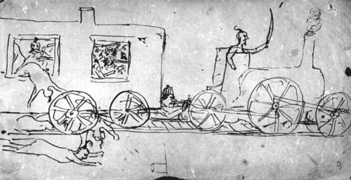 Russian author leo tolstoy's drawing for jules verne's 'around the world in 80 days' .