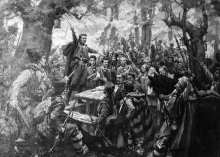 The first grand national assembly at oborishte, april 14, 1876, bulgarian patriots proclaim their intention to free the country from rule by the ottoman empire, bulgaria.
