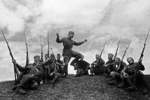 Soviet red army frontier guards during a break on the south eastern frontier of the ussr, december 1939.