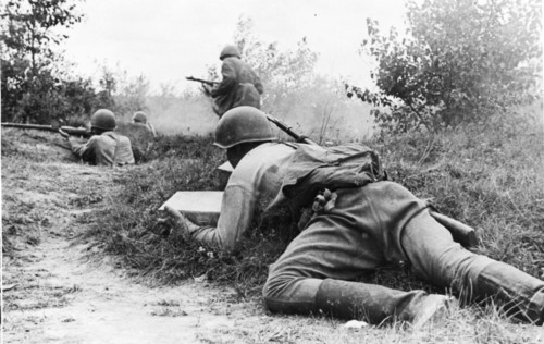 The western front, ammunition being delivered to the trenches during an engagement, sep, 1942.