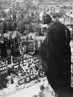 Dresden, germany in 1945 as seen from the tower of the town hall after the anglo-american bombing that all but levelled the city at the end of world war 2.