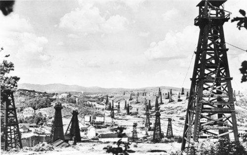 Oil fields in the prahova valley in romania.