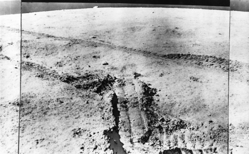 Luna 17 mission, part of a panoramic image of the surface of the moon created by soviet remote-controlled lunar rover, lunokhod 1 on november 17, 1970.