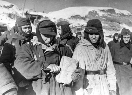 World war 2, stalingrad, ussr, february 1943: nazi soldiers taken prisoner near stalingrad.