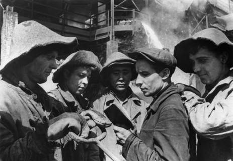 Blast furnace operators of the magnitogorsk iron and steel works, ussr, 1947.