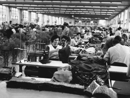 Textile (clothing) factory '1st of may', pirot, eastern serbia, yugoslavia, 1970.